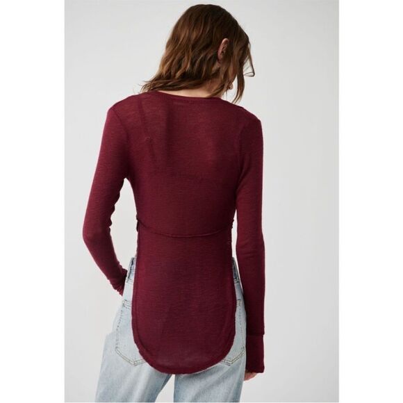 NWT Free People Laying Low Long Sleeve / Wild Garnet - Picture 3 of 7